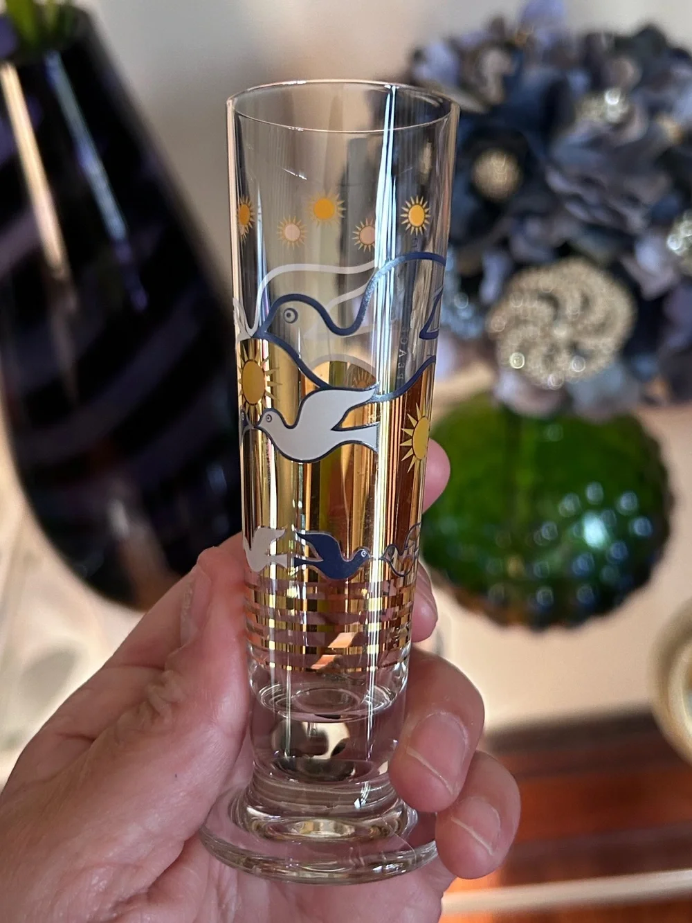 Vintage Rastal Artwork Collection “Liquid Lady” & “Peace” Footed Cordial Glasses